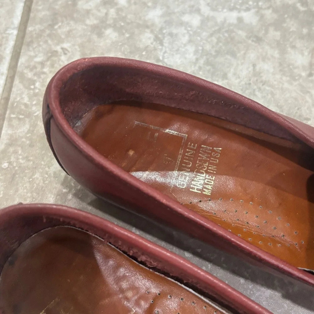 Frye Womens Burgundy Leather Penny Loafers Handsewn Made in USA Oxblood 8.5M